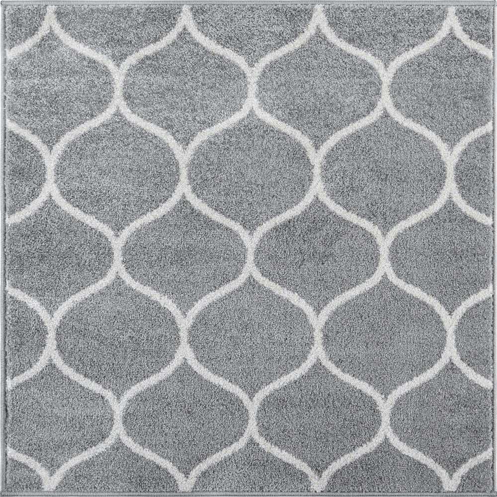 Trellis Frieze Collection Area Rug - Rounded (7 ft. 10 in. Square Light Gray/Ivory) price history on PriceWatchPro