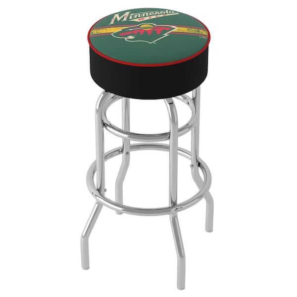 Unbranded Minnesota Wild Logo 31 in. Green Backless Metal Bar Stool with Vinyl Seat