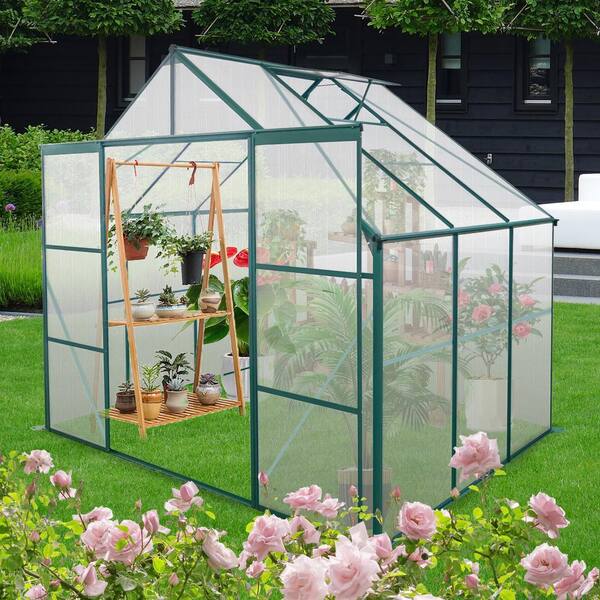 8 ft. x 6 ft. Green Polycarbonate Walk-in Greenhouse, All Season