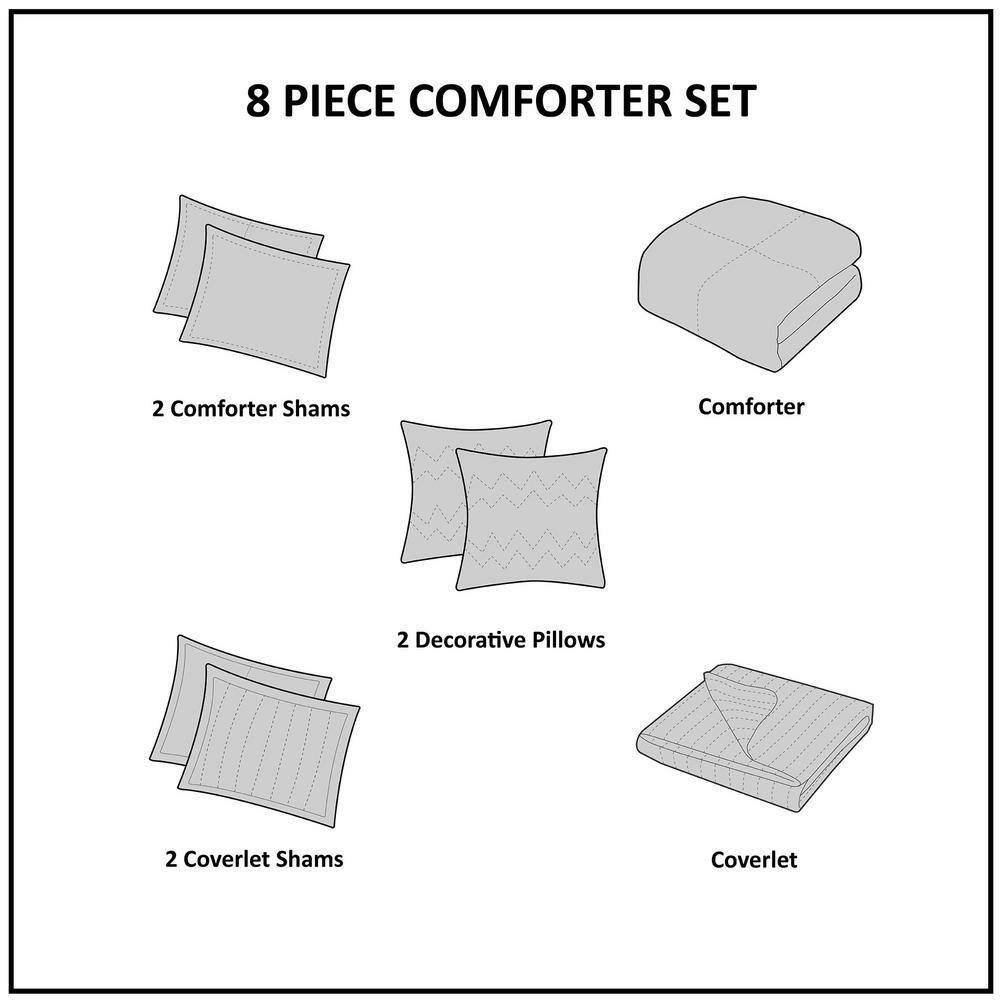 Full Blue Microfiber Reversible Comforter and Coverlet Set
