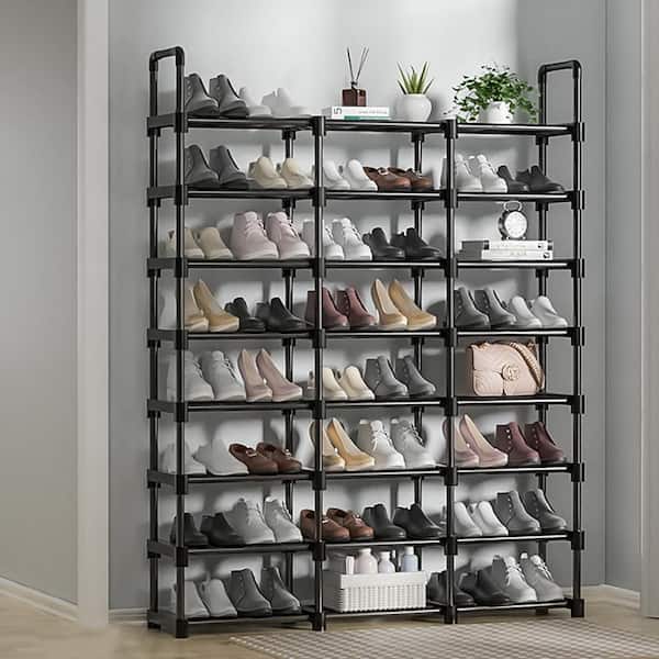 8 Tier Shoe Rack, Detachable Shoe Storage Cabinet for 16 Pair Shoes, Shoe  Shelves Organizer for Closet Hallway Bedroom Entryway (Black) (Black)