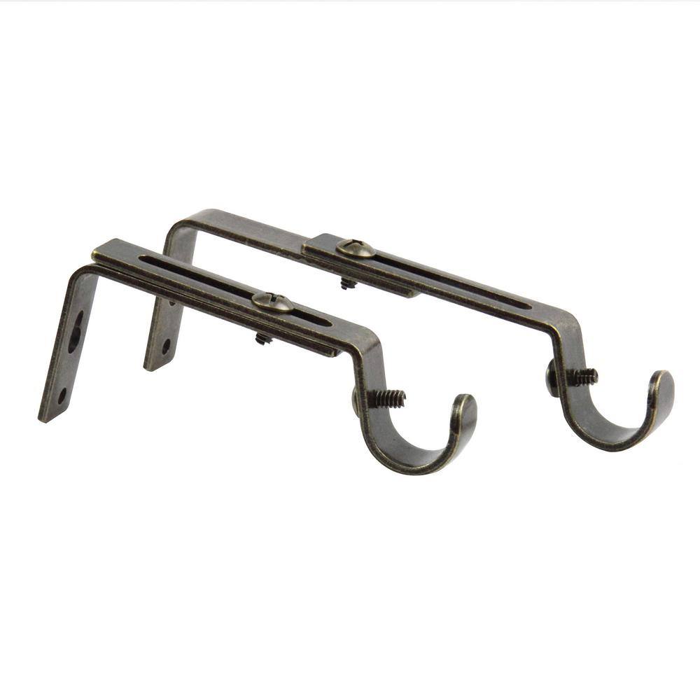 Adjustable Gold Metal Single Curtain Rod Bracket Set