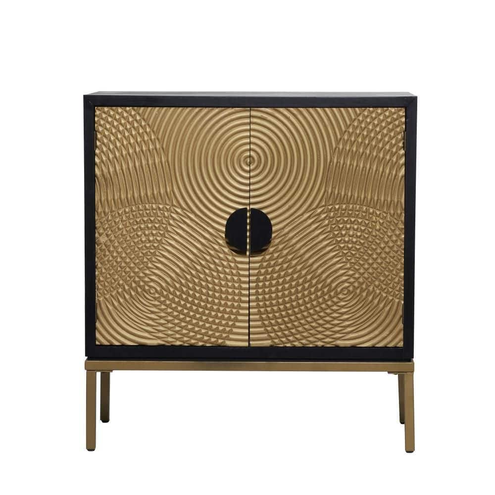 Black and Bronze Ripple Design 2-Door Cabinet