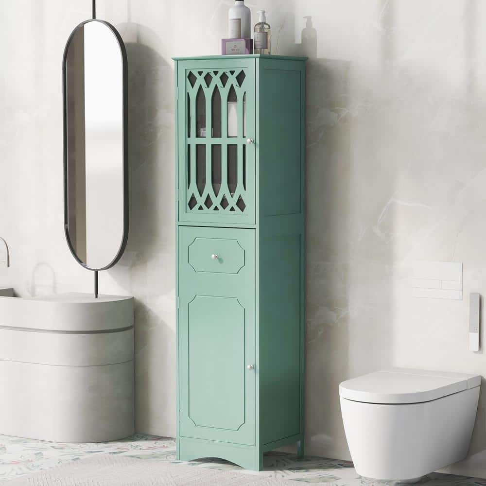 Contemporary Designed 17 in. W x 14 in. D x 64 in. H Green MDF Board Freest