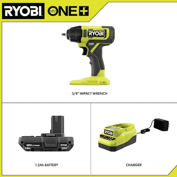 ONE+ 18V Cordless 3/8 in. Impact Wrench Kit with (1) 1.5 Ah Battery and Charger
