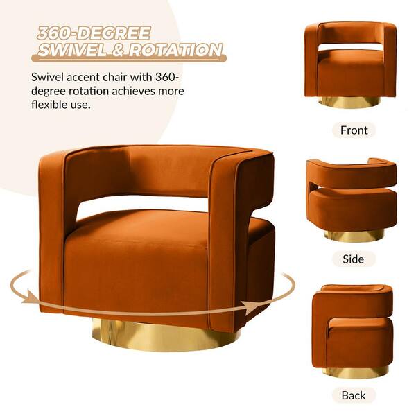 JAYDEN CREATION Gustaf Contemporary Orange Velvet Comfy