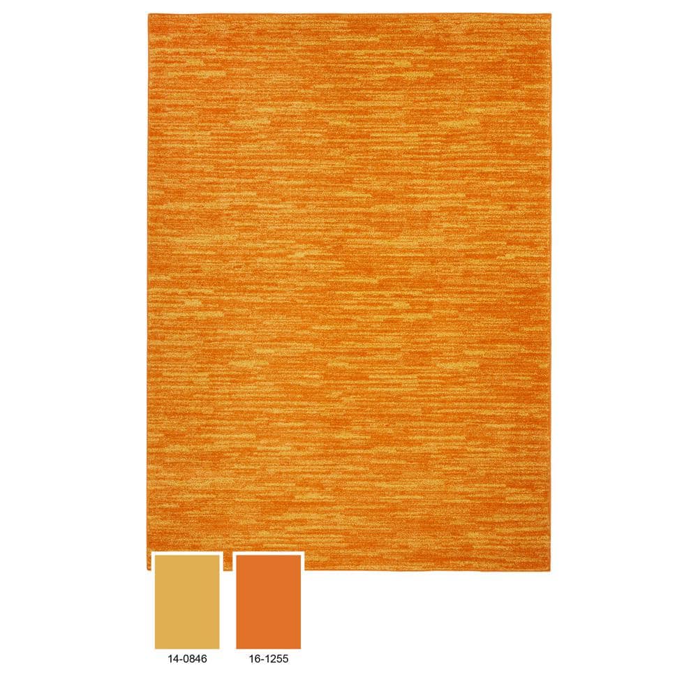 Sunburst Orange 6' x 9' Easy Care Indoor Outdoor Rug