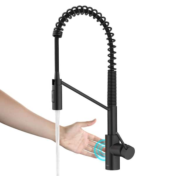 KRAUS Oletto Touchless Sensor Commercial Pull-Down Single Handle Kitchen Faucet in Matte Black