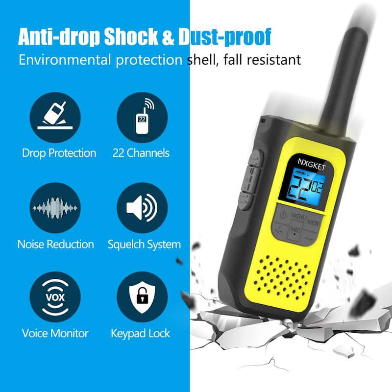 Durable 3 Mile Range Rechargeable Waterproof Digital 2-Way Radio with Charger (4-Pack)