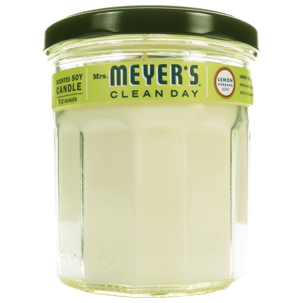 Meyer's Clean Day Scented Soy Aromatherapy Candle Made with Soy Wax and Essential Oils Mrs Lemon Verbena 7.2 oz- Pack of 2 35 Hour Burn Time