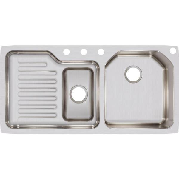 Elkay Lustertone Undermount Stainless Steel 42 in. Double Bowl Kitchen Sink with Left Drain Board