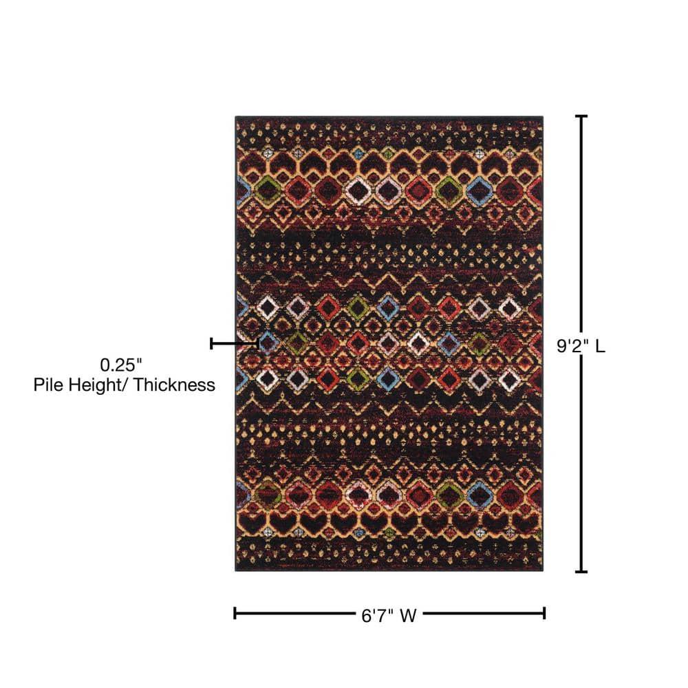 Hand-Knotted Elegance Synthetic Black Rectangular Rug