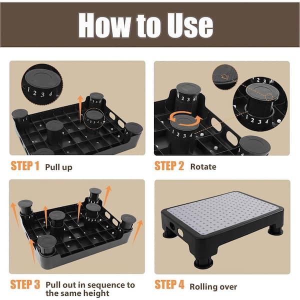 Adjustable Step Stool for Adults Kids Seniors Non-Slip Platform