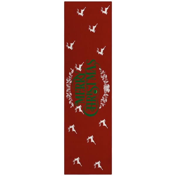 Addison Rugs Cozy Winter Red 2 ft. 3 in. x 7 ft. 6 in. Indoor/Outdoor Washable Area Rug
