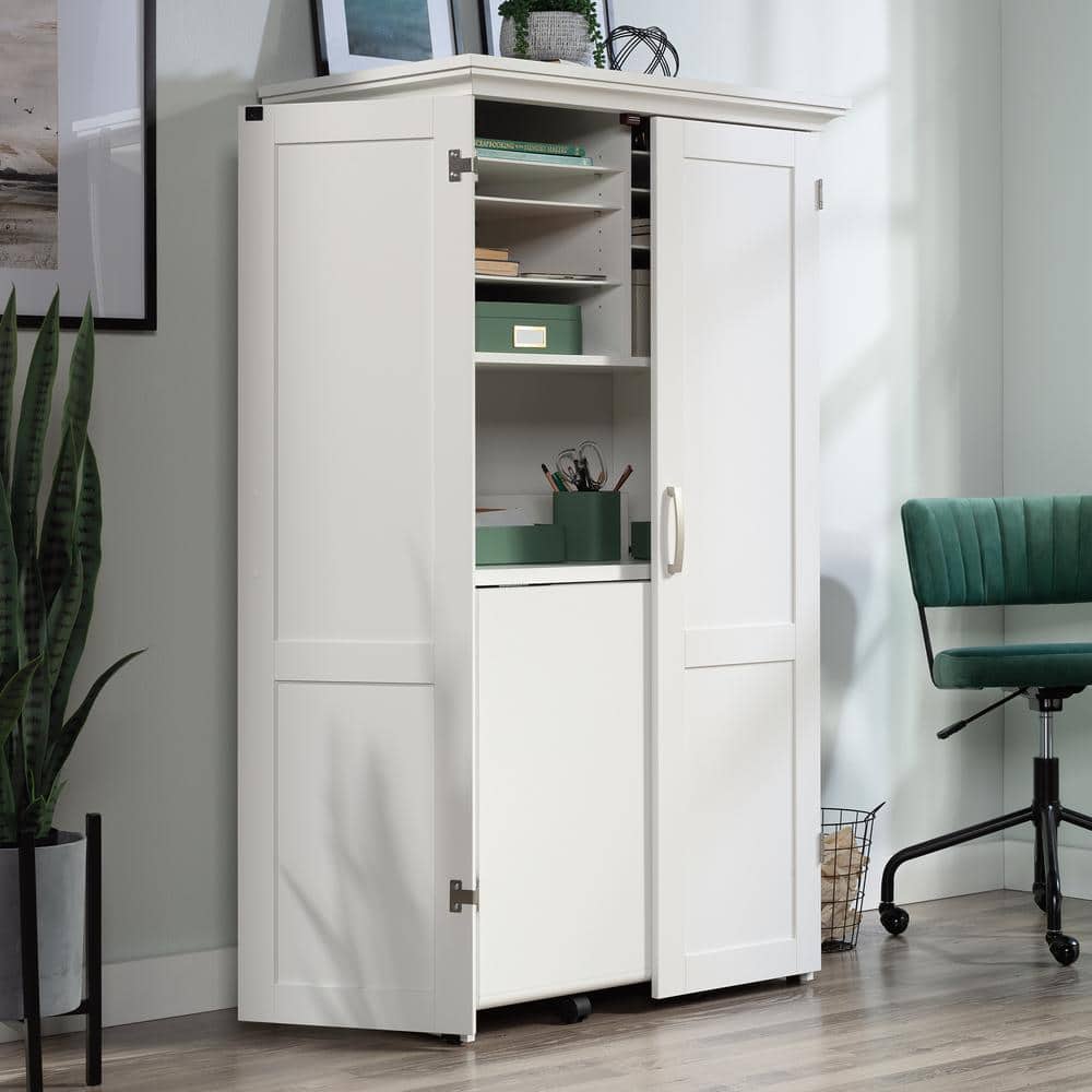 Sauder Select Engineered Wood Multi-Purpose Storage Armoire in Glacier White
