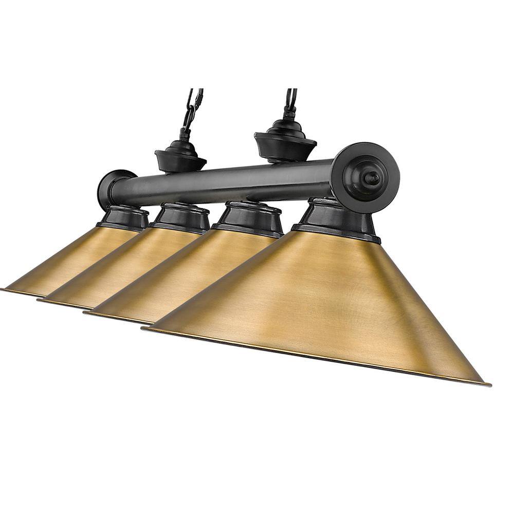 Bronze Plate 4-Light Chandelier with White Glass Shades