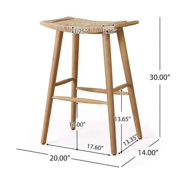 URTR 17.7 in. Brown Acacia Wood Stool with Footrest Round Accent Chair Bar  Stool For Dining, Indoor and Outdoor (Set of 1) HY01818Y - The Home Depot