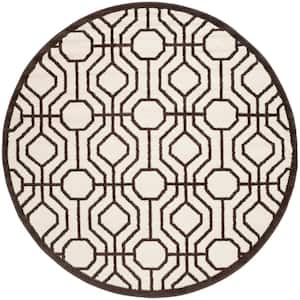Amherst Ivory/Brown 7 ft. x 7 ft. Round Geometric Area Rug