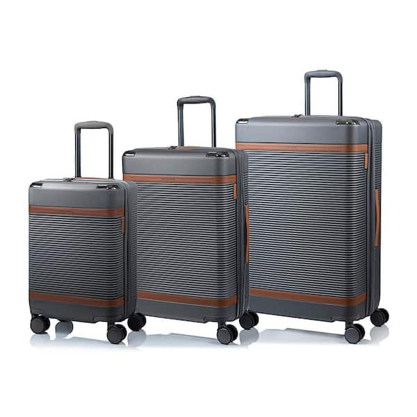 Vintage III 28 in., 24 in., 20 in. Grey Hardside Luggage Set with Spinner Wheels (3-Piece)
