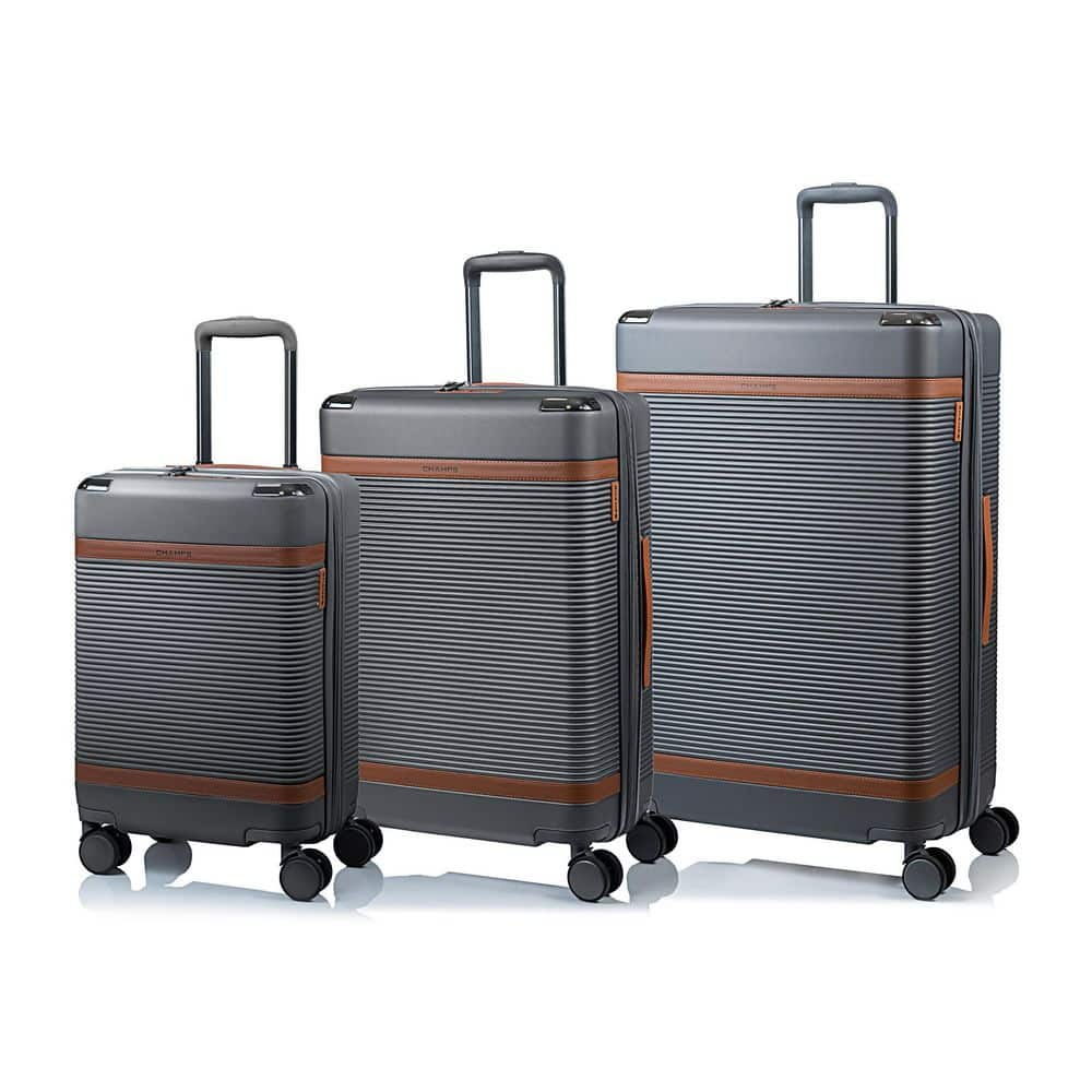 CHAMPS Vintage III 28 in., 24 in., 20 in. Grey Hardside Luggage Set ...