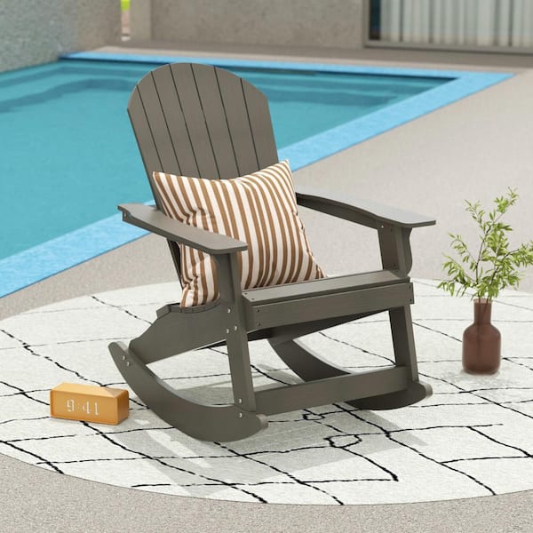 WESTIN OUTDOOR Vineyard Charcoal Gray Outdoor Patio Plastic Adirondack Rocking Chair