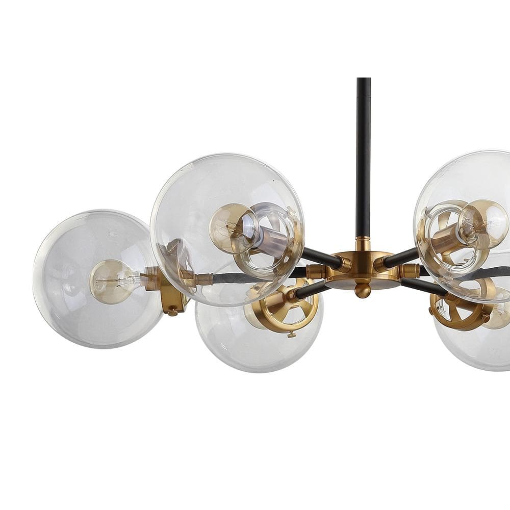 Caleb 28" Black and Brass Gold Sputnik LED Chandelier
