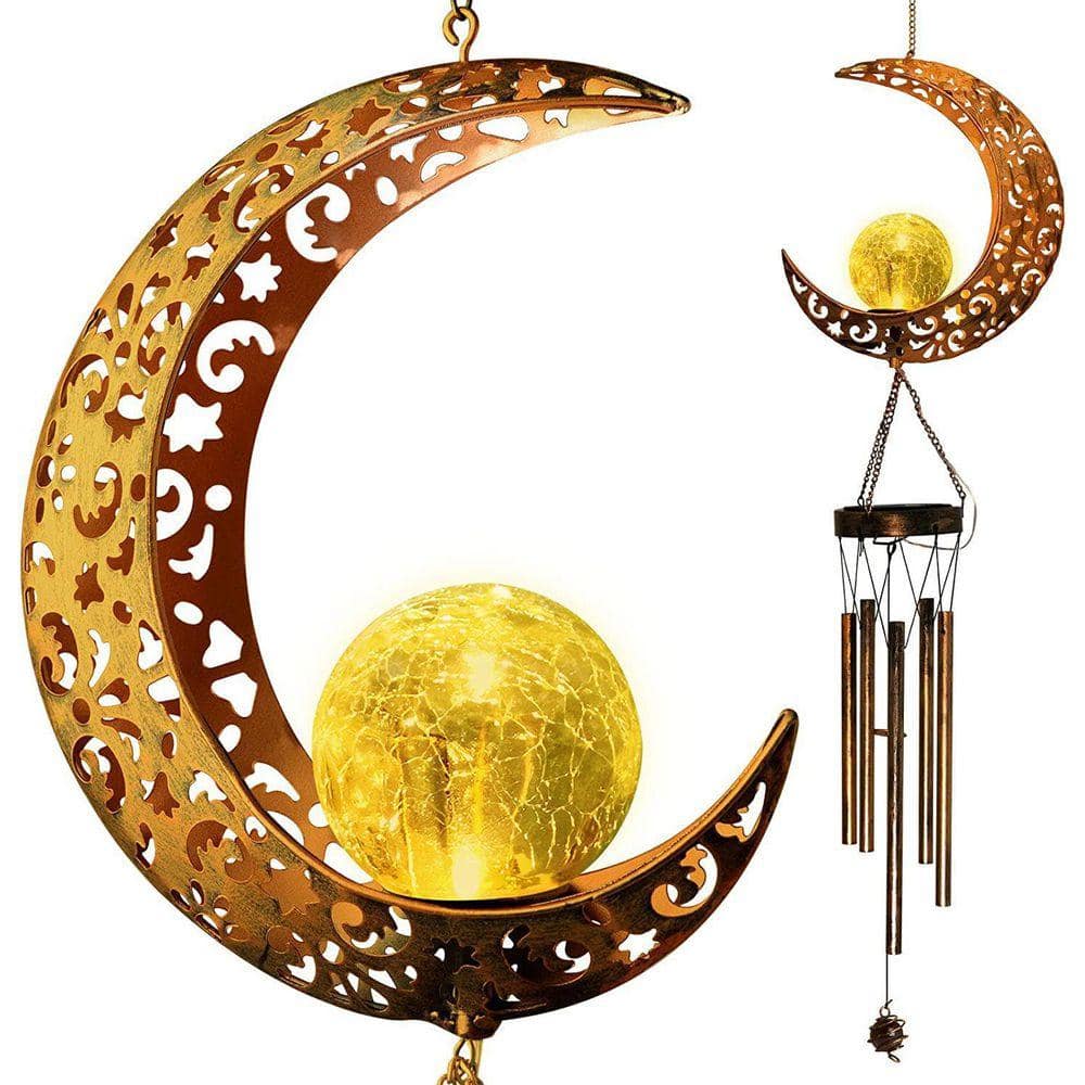 クレセント　ムーン　真鍮　三日月形　マーブル　サンドガラス　ゴシック　ランプ Amazon.com : Vuees Solar Garden Outdoor Decor, Moon Cat Hanging