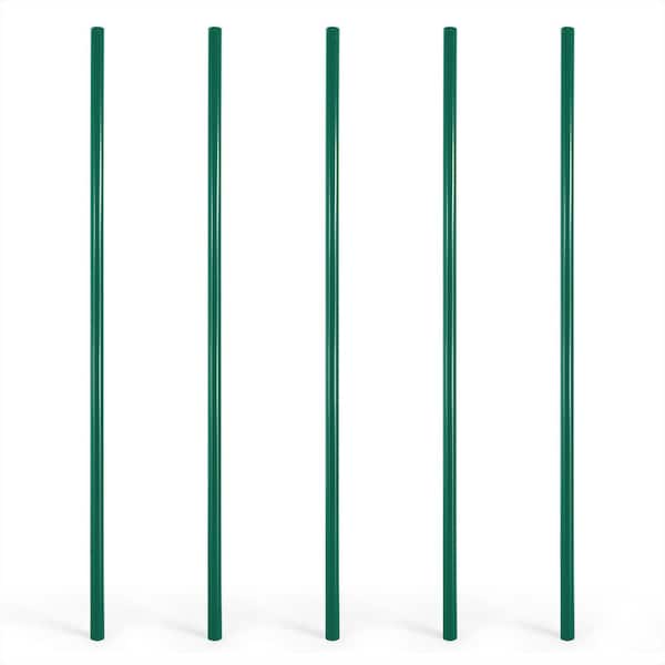 Green Galvanized 1-7/8 in. x 1-7/8 in. x 8 ft. Steel Line Chain Link Fence Post (5 Pack)