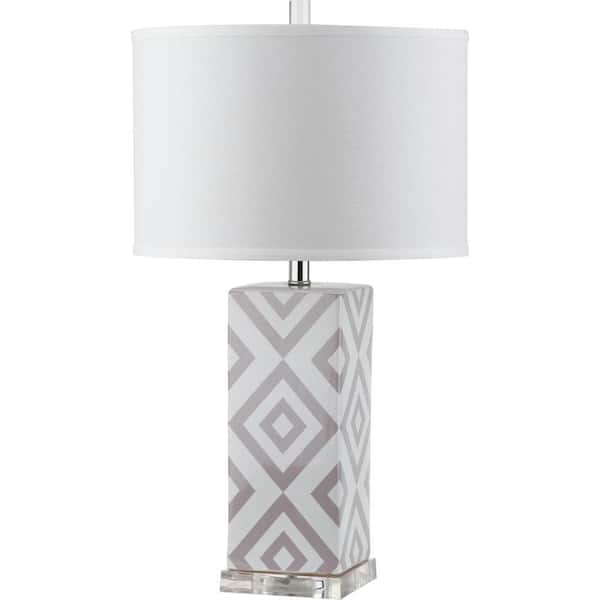 Safavieh Diamonds 27 in. Grey Table Lamp with White Shade