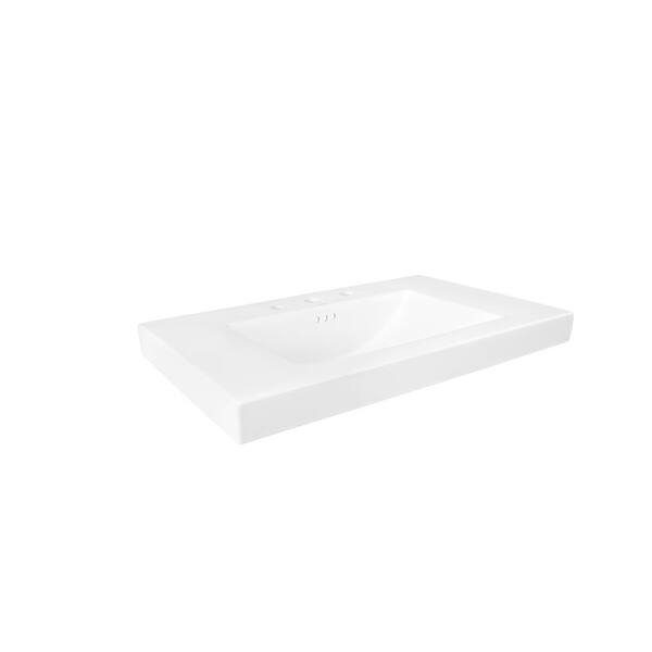 Ronbow Evin 32 in. W x 19.5 in. D Vitreous China Vanity Top in White with White Basin