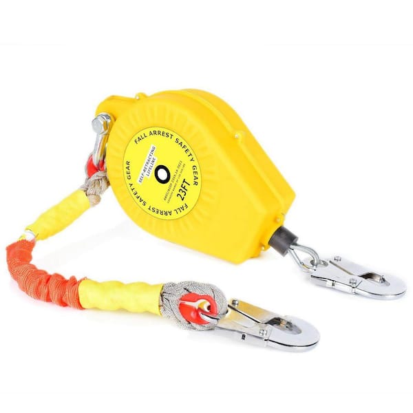 23 ft. Self Retracting Lifeline with Dual Alloy Steel Hook Heavy Duty Steel Wire Rope Quick Brake Fall Protection