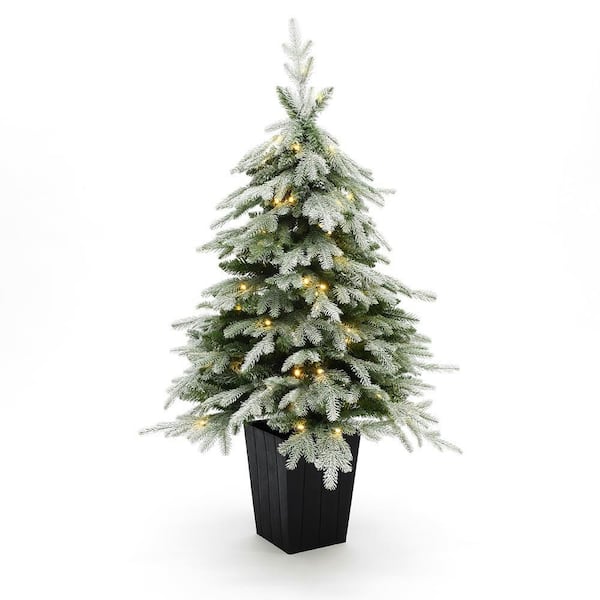 4ft Pre-lit Christmas Tree - Forest Green Pine With Dual Color LED Lights, 8 Twinkle Modes - View #6