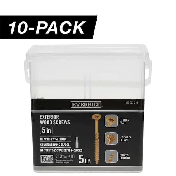 10-Pack 10 x 5 in. Star Drive Flat Head Exterior Wood Screws (50 lbs. / 2,130-Piece)