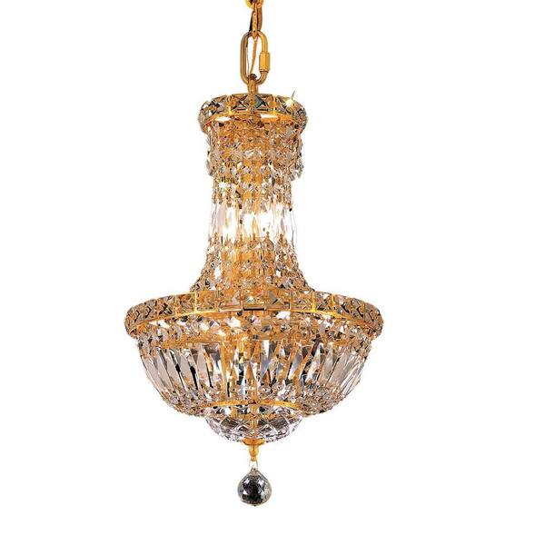 Elegant Lighting 6-Light Gold Pendant with Clear Crystal