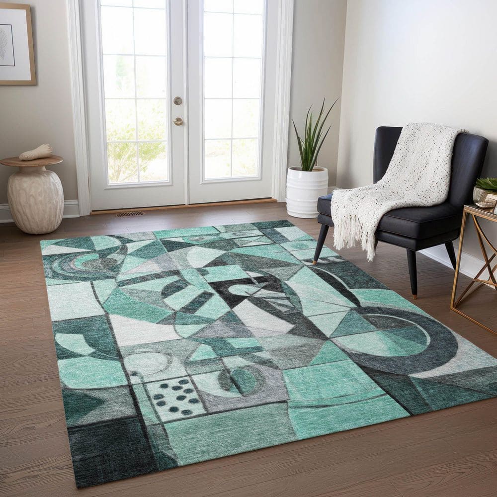 Chantille Machine Washable Indoor/Outdoor Abstract ACN1758 Teal 9 ft. x 12 ft. Area Rug price history on PriceWatchPro