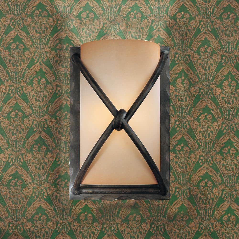 Aspen Bronze Dimmable Sconce with Rustic Scavo Glass Shade