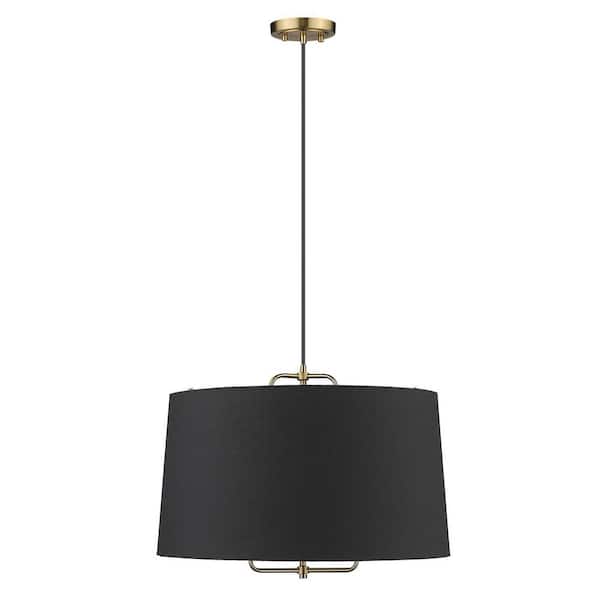 60-Watt 3-Light Goldtone Pendant Light with Metal, No Bulbs Included