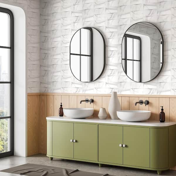Carrara 3D Field Tile White 4 in. x 8 in. Matte Random Patterns Ceramic Wall Tile (1.61 sq. ft. /Case)