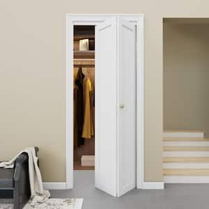 30 in. x 80 in. Solid Core 1-Lite Panel White Primed Composite MDF Interior Closet Bi-fold Door with Hardware