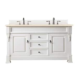 Brookfield 60 in. W x 23.5 in. D x 34.3 in. H Double Bathroom Vanity in Bright White with Eternal Marfil Quartz Top