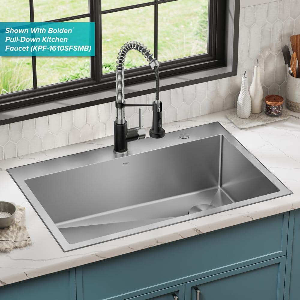 33 Inch Stainless Steel Drop-In Single Bowl Kitchen Sink Set