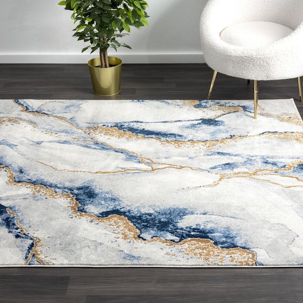 Luna Grey 5 ft. 3 in. x 7 ft. 6 in. Abstract Polypropylene Area Rug