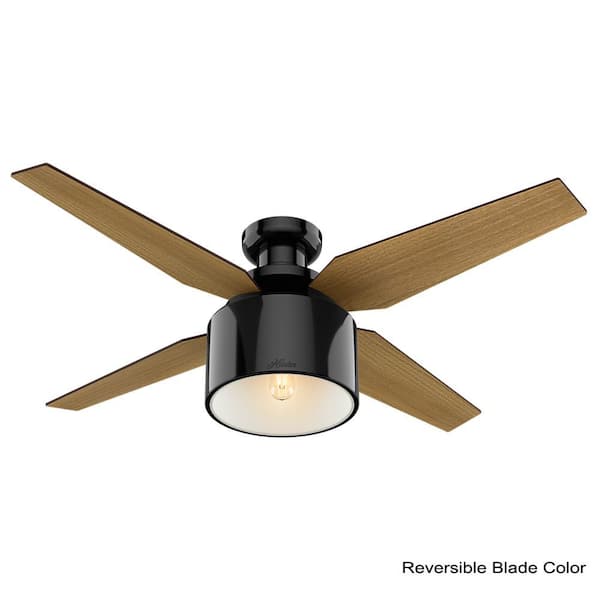 59259 Black Cranbrook 52 inch Hunter Indoor Low Profile Ceiling Fan with light and remote control 