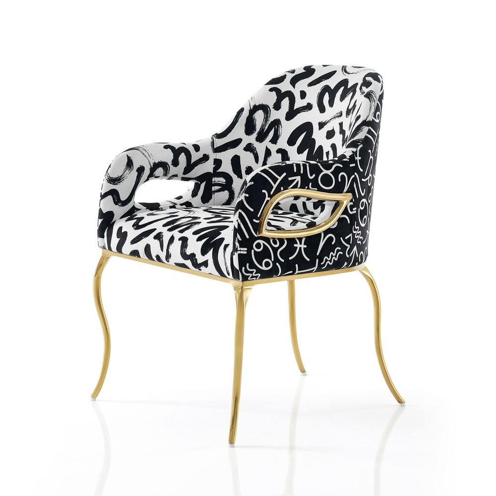 Premier Vivo Glam Abstract Black and White Fabric Upholstered Accent Chair With Gold Legs price history on PriceWatchPro