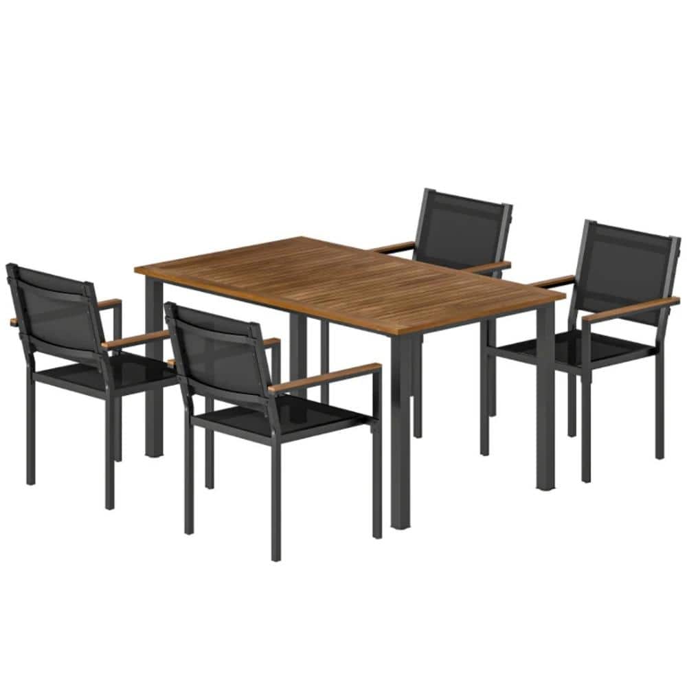 Teak 5-Piece Acacia Wood Outdoor Dining Chairs Set for Patio price history on PriceWatchPro