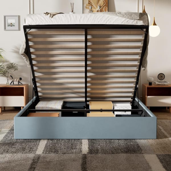 Ahokua Aqua Blue Frame Full Size Upholstered Platform Bed with