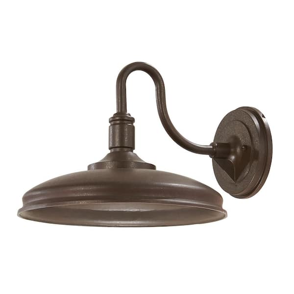 Minka Lavery Harbison 1-Light Textured Bronze Outdoor Integrated LED Wall Mount Barn Light Sconce Lantern