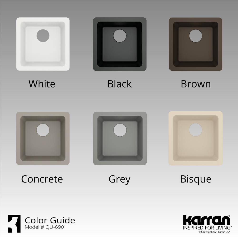 Karran 17'' Matte Concrete Quartz Undermount Bar Sink