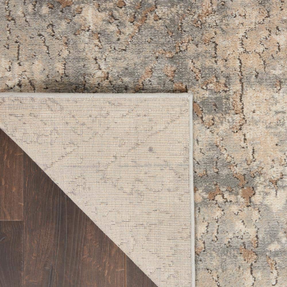 Reversible Abstract Gray Synthetic 5' x 7' Area Rug