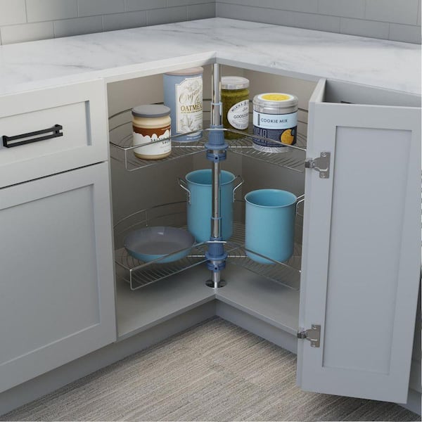 28 in. Kitchen Corner In-Cabinet Organizers with 270° Rotating for Storing Pot, Containers, Spice Jars and Kitchen Item